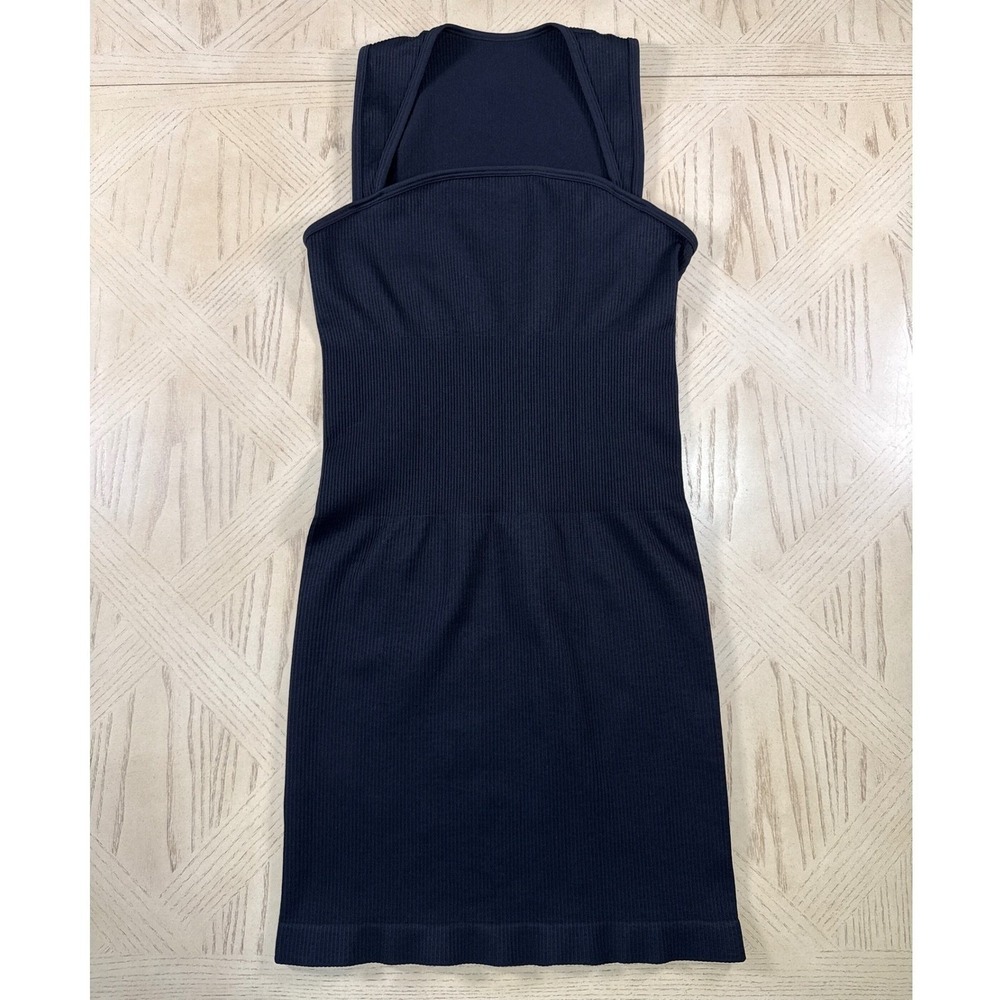 OQQ Black Ribbed Sleeveless Bodycon Mini Date Dress Stretch Compression Fitted M